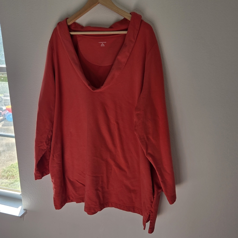 Lands' End Mock Neck Pullover Casual Shirt 3x 24-26 100% Cotton Plus